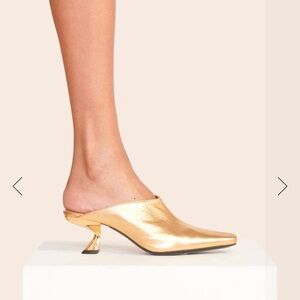 STAUD metallic leather mule. 38